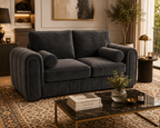 Lilly 2 Seater Plush Velvet Dark Grey Sofa - Detailed Angle View 5