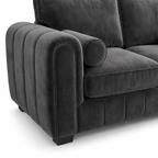 Lilly 2 Seater Plush Velvet Dark Grey Sofa - Detailed Angle View 3