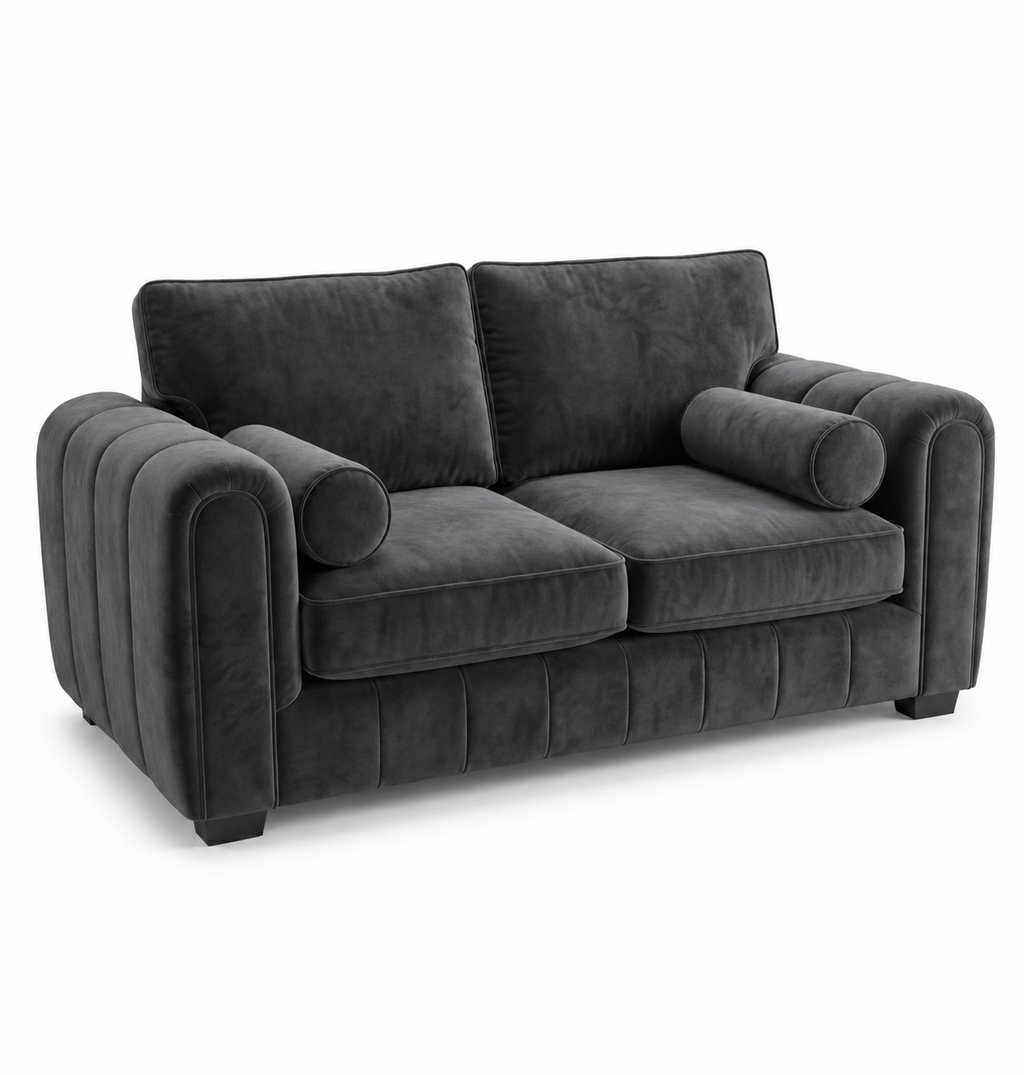 Lilly 2 Seater Plush Velvet Dark Grey Sofa - Luxury UK Living Room Showcase