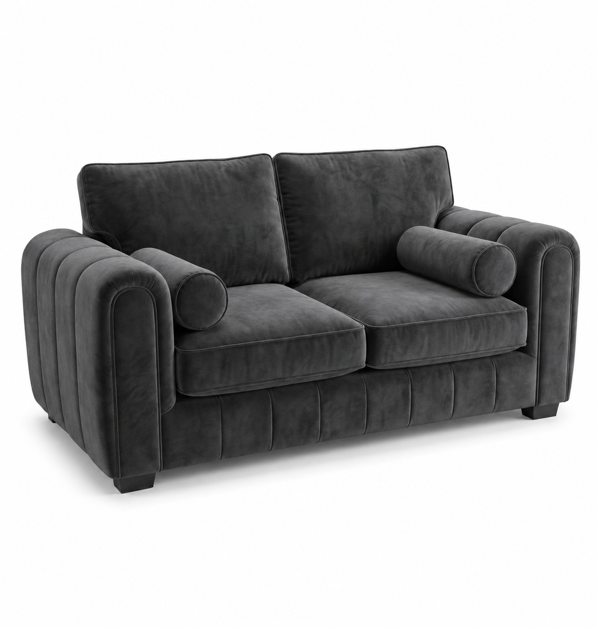Lilly 2 Seater Plush Velvet Dark Grey Sofa - Luxury UK Living Room Showcase