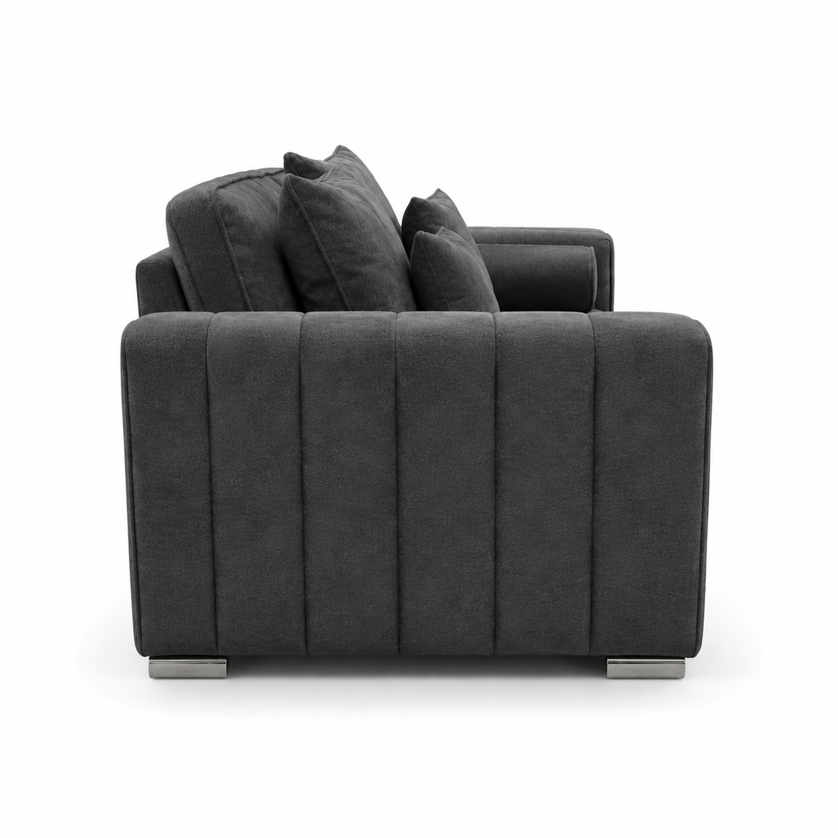 Lilly 3+2 Seater Chenille Dark Grey Sofa - Detailed Angle View 2
