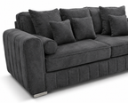 Lilly 3+2 Seater Chenille Dark Grey Sofa - Detailed Angle View 3