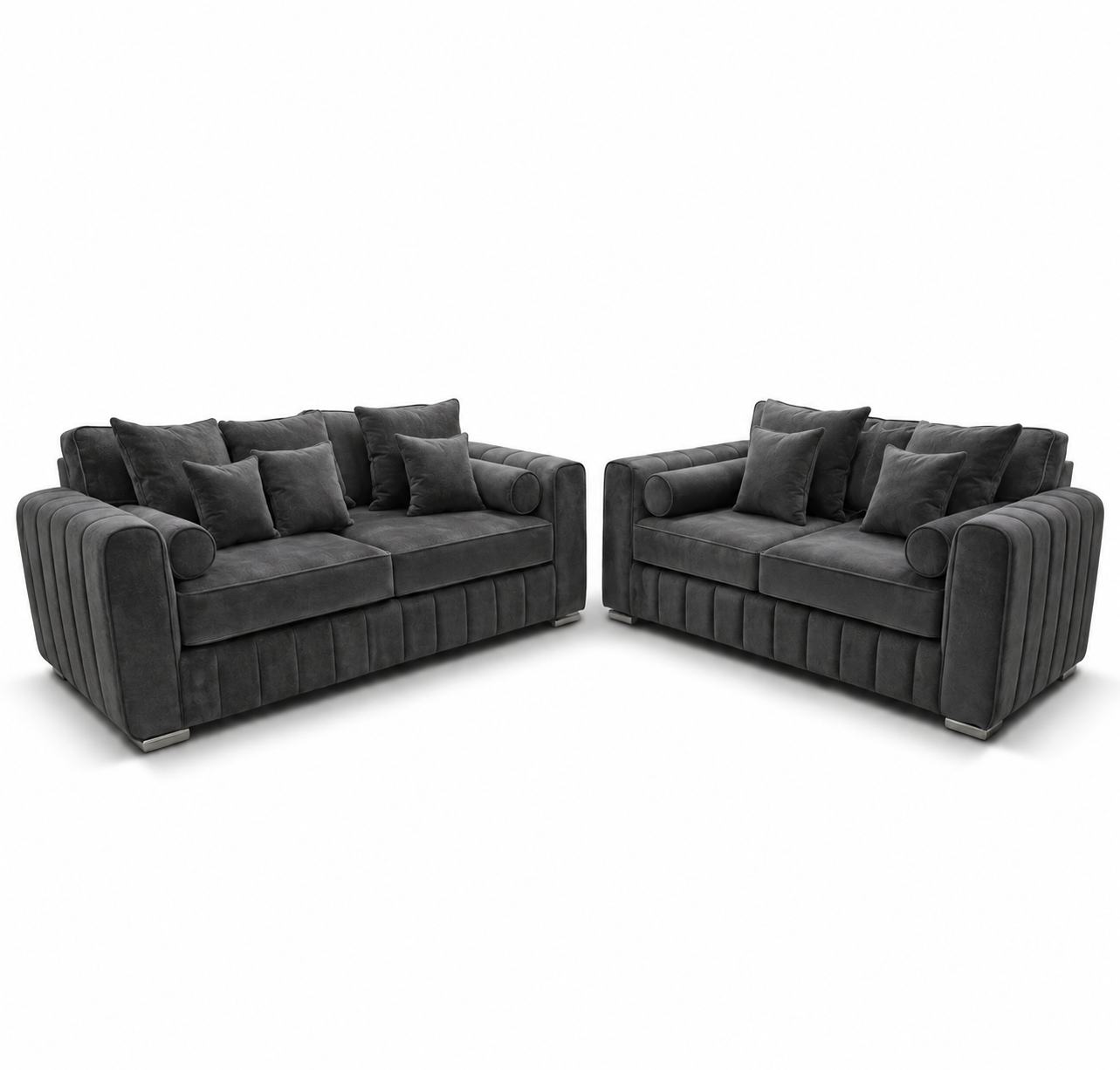 Lilly 3+2 Seater Chenille Dark Grey Sofa - Luxury UK Living Room Showcase