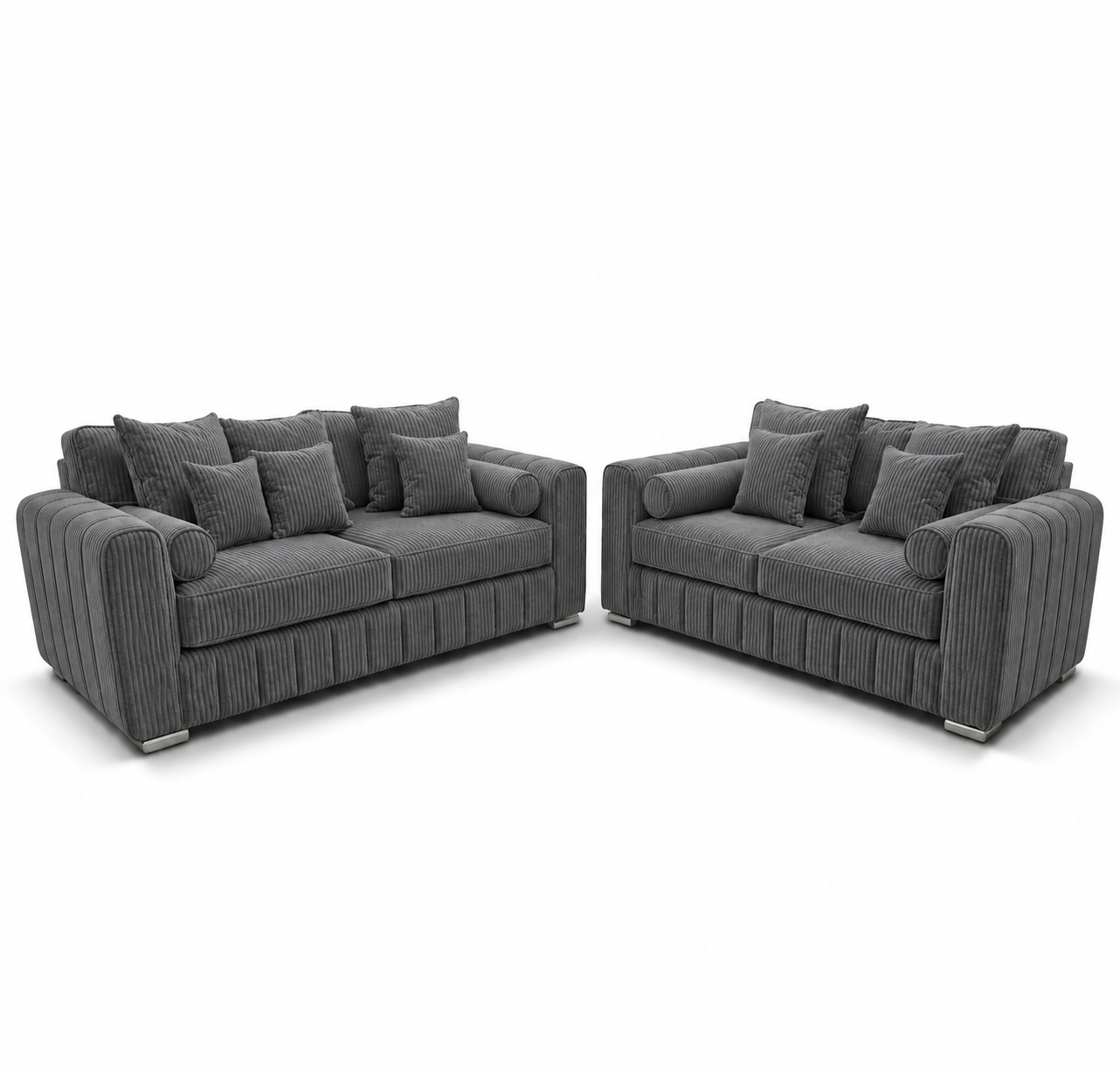 Lilly 3+2 Seater Jumbo Cord Dark Grey Sofa - Luxury UK Living Room Showcase