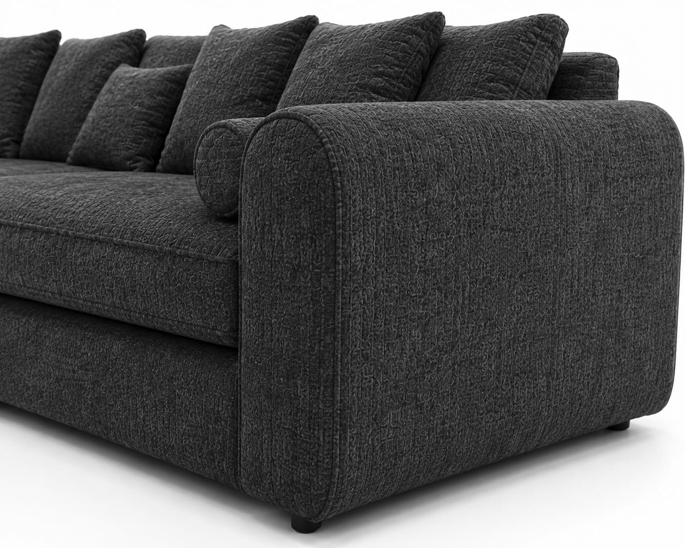 Lilly 5 Seater Chenille Dark Grey Sofa - Detailed Angle View 3