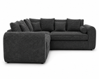 Lilly 5 Seater Chenille Dark Grey Sofa - Detailed Angle View 2