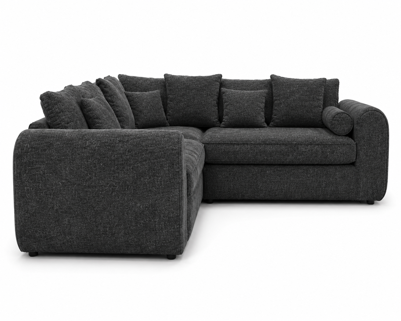 Lilly 5 Seater Chenille Dark Grey Sofa - Detailed Angle View 2