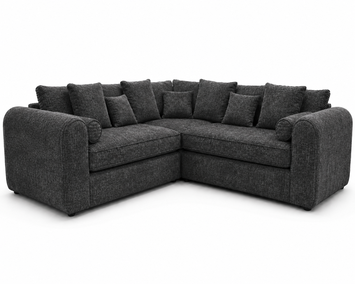 Lilly 5 Seater Chenille Dark Grey Sofa - Luxury UK Living Room Showcase