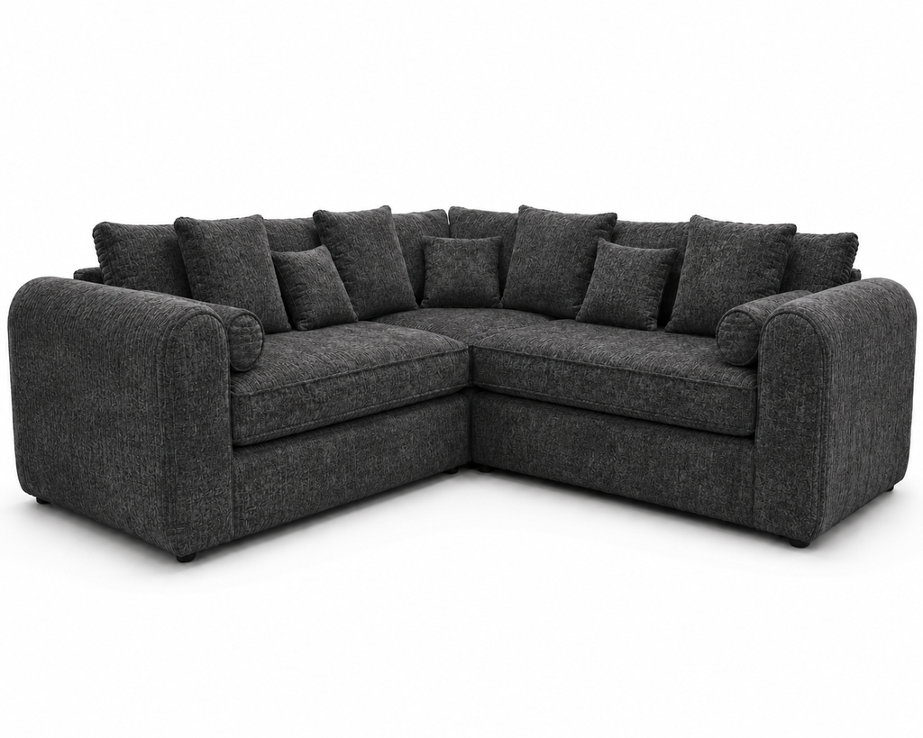 Lilly 5 Seater Chenille Dark Grey Sofa - Luxury UK Living Room Showcase