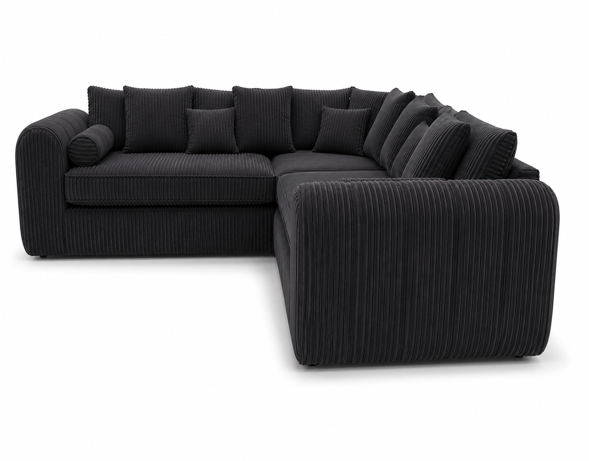 Lilly 5 Seater Jumbo Cord Dark Grey Sofa - Detailed Angle View 2