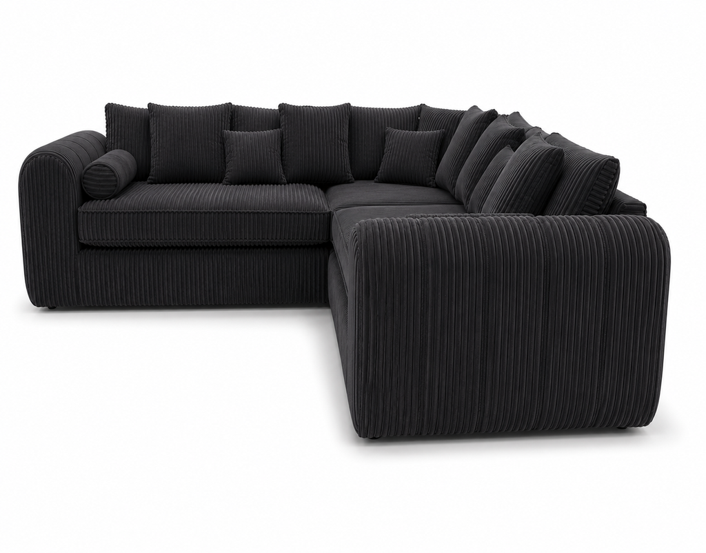 Lilly 5 Seater Jumbo Cord Dark Grey Sofa - Detailed Angle View 2