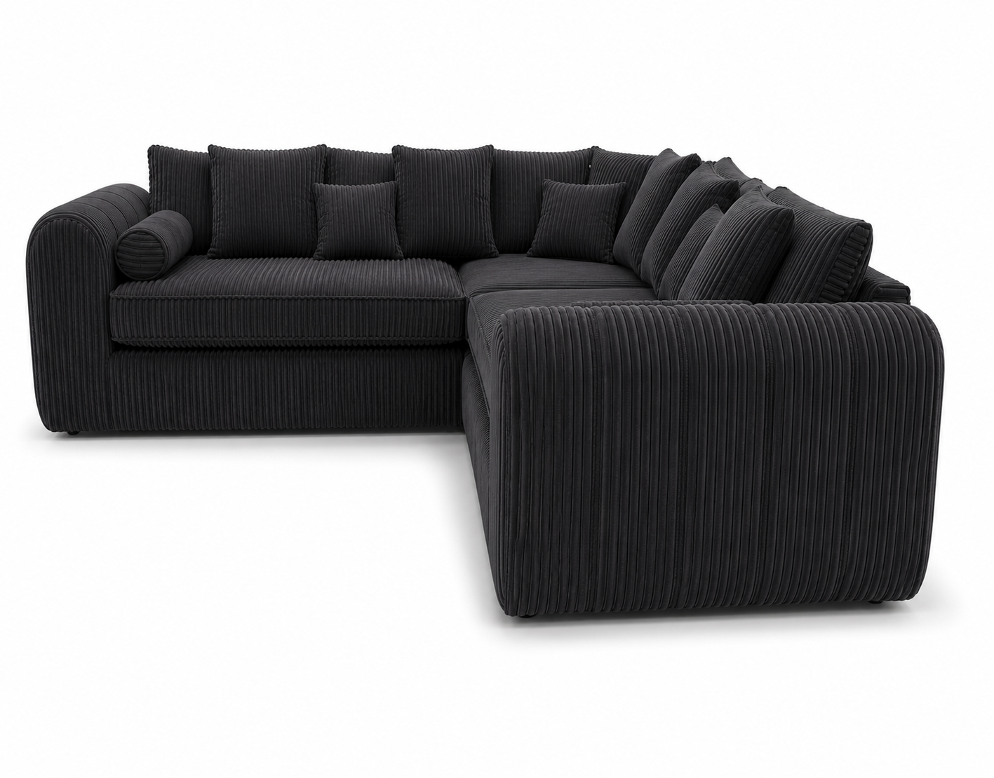 Lilly 5 Seater Jumbo Cord Dark Grey Sofa - Detailed Angle View 2