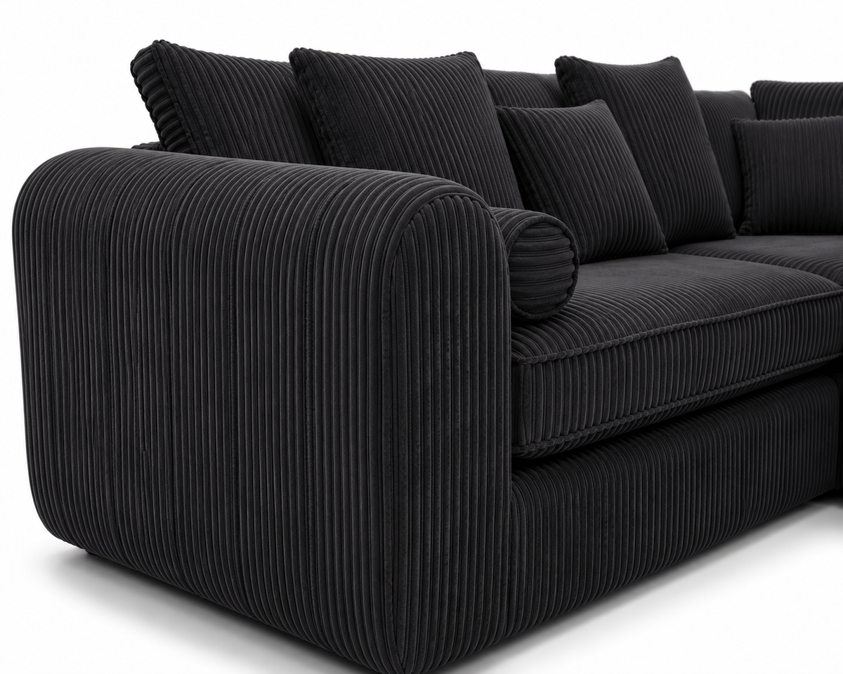 Lilly 5 Seater Jumbo Cord Dark Grey Sofa - Detailed Angle View 3