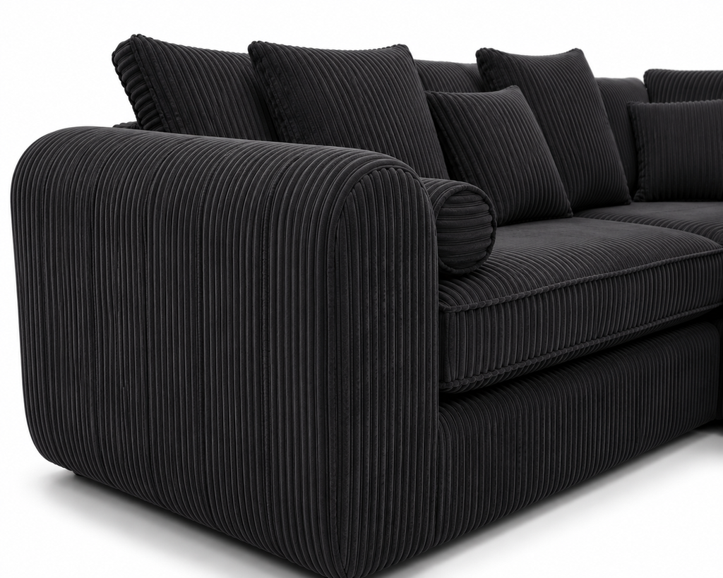 Lilly 5 Seater Jumbo Cord Dark Grey Sofa - Detailed Angle View 3