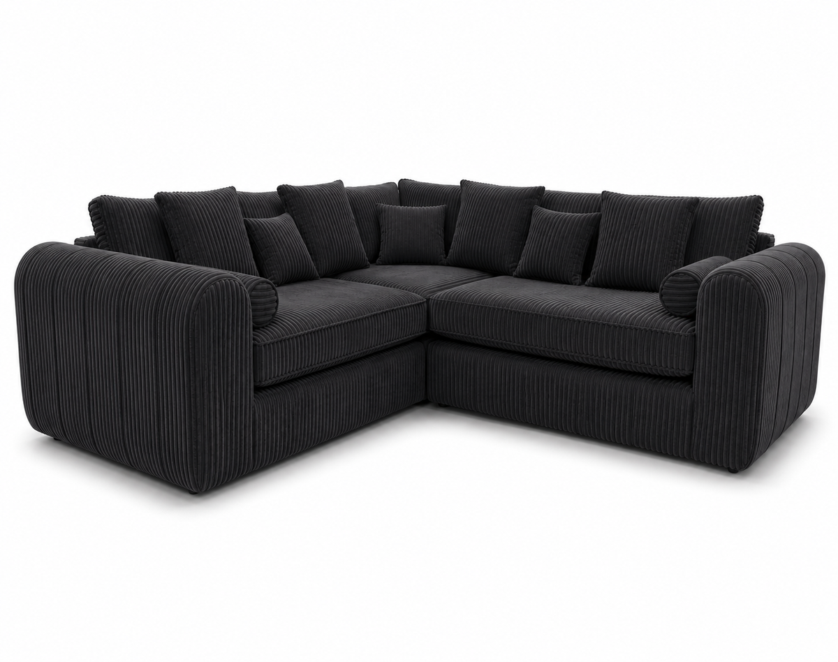 Lilly 5 Seater Jumbo Cord Dark Grey Sofa - Luxury UK Living Room Showcase
