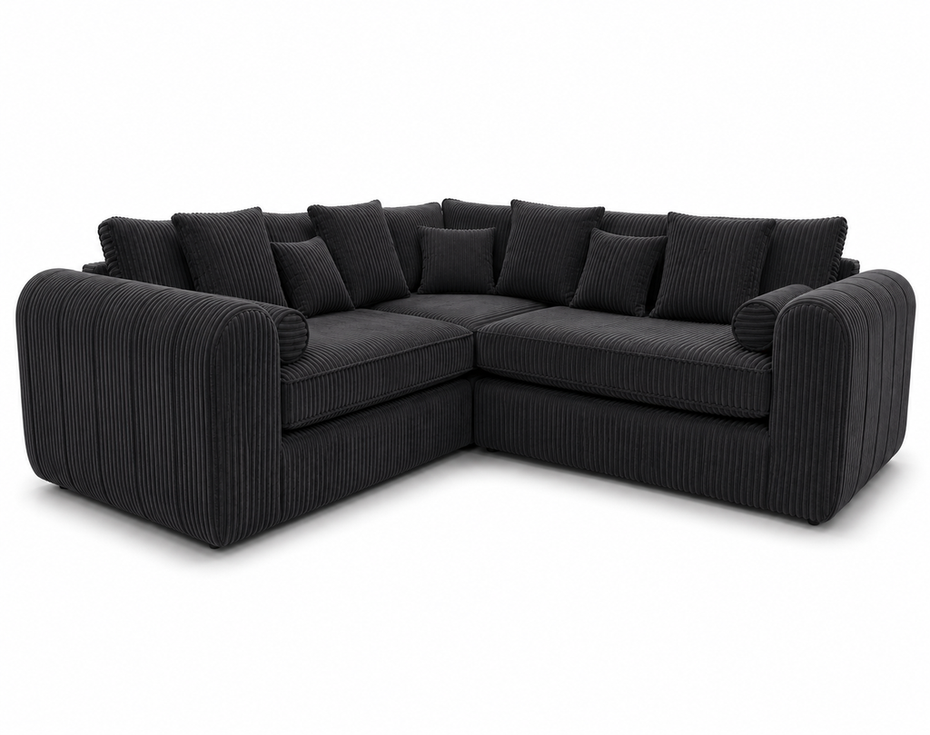 Lilly 5 Seater Jumbo Cord Dark Grey Sofa - Luxury UK Living Room Showcase