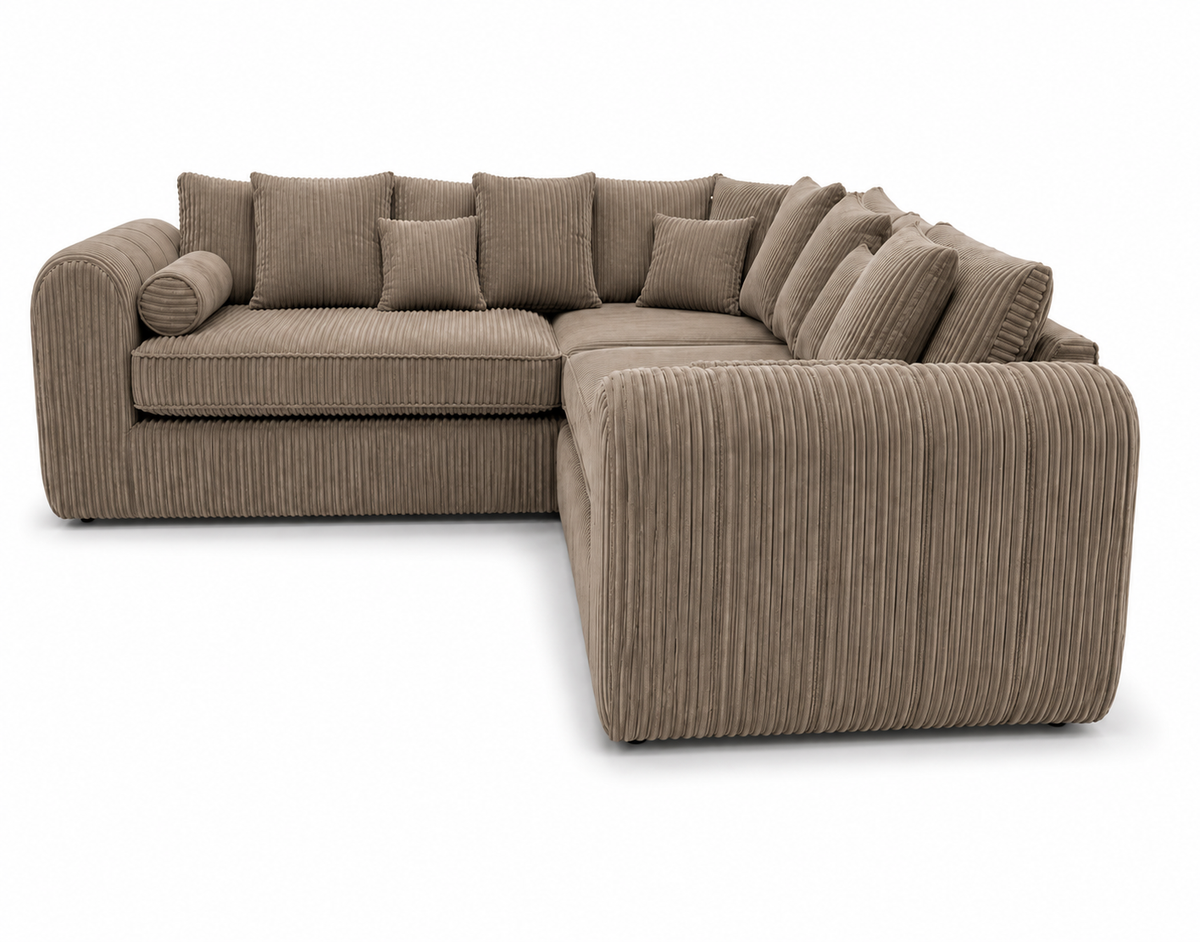 Lilly 5 Seater Jumbo Cord Mink Sofa - Detailed Angle View 2
