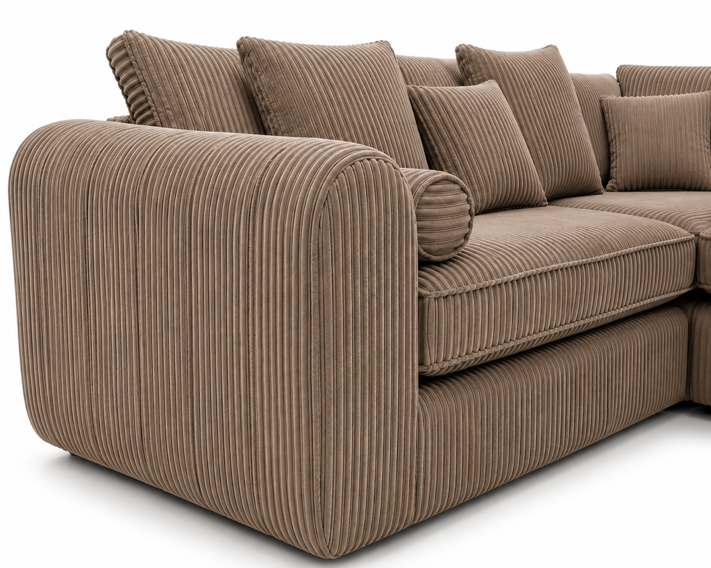 Lilly 5 Seater Jumbo Cord Mink Sofa - Detailed Angle View 3