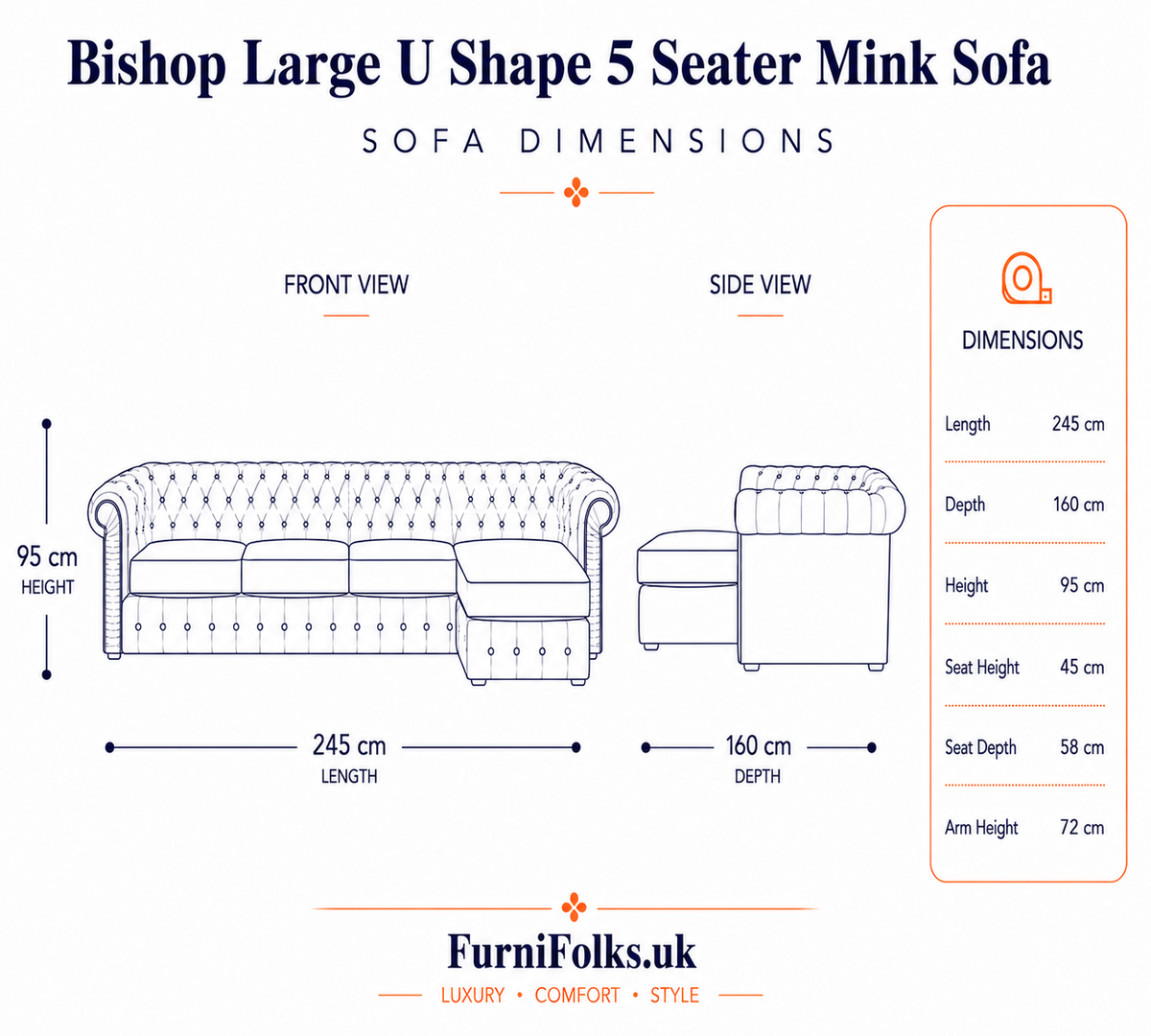 Lilly 5 Seater Jumbo Cord Mink Sofa - Detailed Angle View 6