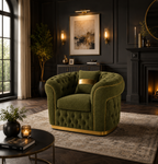 Madrid Chesterfield 1 Seater Chenille Olive Green Sofa - Detailed Angle View 5