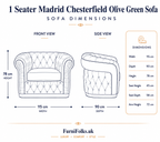 Madrid Chesterfield 1 Seater Chenille Olive Green Sofa - Detailed Angle View 6