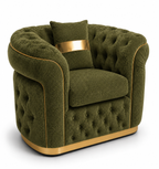 Madrid Chesterfield 1 Seater Chenille Olive Green Sofa - Luxury UK Living Room Showcase