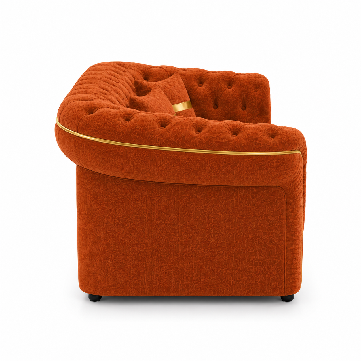 Lilly 2 Seater Plush Velvet Burnt Orange Sofa - Detailed Angle View 2