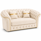 Madrid Chesterfield 2 Seater Chenille Cream Sofa - Luxury UK Living Room Showcase
