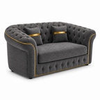 Madrid Chesterfield 2 Seater Chenille Dark Grey Sofa - Detailed Angle View 2