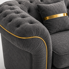 Madrid Chesterfield 2 Seater Chenille Dark Grey Sofa - Detailed Angle View 3