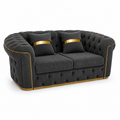 Madrid Chesterfield 2 Seater Jumbo Cord Dark Grey Sofa - Luxury UK Living Room Showcase