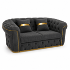 Madrid Chesterfield 2 Seater Jumbo Cord Dark Grey Sofa - Luxury UK Living Room Showcase