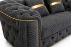 Madrid Chesterfield 2 Seater Jumbo Cord Dark Grey Sofa - Detailed Angle View 3