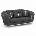 Madrid Chesterfield 2 Seater Naples & Kinsington Dark Grey Sofa - Luxury UK Living Room Showcase
