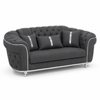 Madrid Chesterfield 2 Seater Naples & Kinsington Dark Grey Sofa - Luxury UK Living Room Showcase