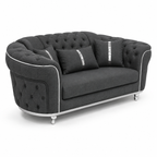 Madrid Chesterfield 2 Seater Naples & Kinsington Dark Grey Sofa - Detailed Angle View 2