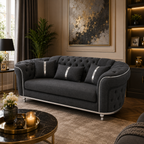 Madrid Chesterfield 2 Seater Naples & Kinsington Dark Grey Sofa - Detailed Angle View 4