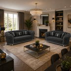 Madrid Chesterfield 2 Seater Naples & Kinsington Dark Grey Sofa - Detailed Angle View 5