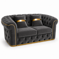 Madrid Chesterfield 2 Seater Plush Velvet Dark Grey Sofa - Luxury UK Living Room Showcase