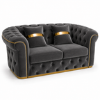 Madrid Chesterfield 2 Seater Plush Velvet Dark Grey Sofa - Luxury UK Living Room Showcase