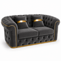 Madrid Chesterfield 2 Seater Plush Velvet Dark Grey Sofa | Free UK Delivery