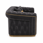 Madrid Chesterfield 2 Seater Plush Velvet Dark Grey Sofa - Detailed Angle View 2