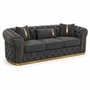 Madrid Chesterfield 3 Seater Chenille Dark Grey Sofa | Free UK Delivery