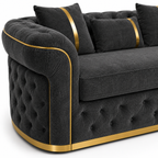 Madrid Chesterfield 3 Seater Chenille Dark Grey Sofa - Detailed Angle View 3