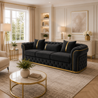 Madrid Chesterfield 3 Seater Chenille Dark Grey Sofa - Detailed Angle View 5