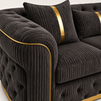 Madrid Chesterfield 3 Seater Jumbo Cord Dark Grey Sofa - Detailed Angle View 3