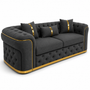Madrid Chesterfield 3 Seater Naples & Kinsington Dark Grey Sofa | Free UK Delivery