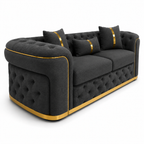 Madrid Chesterfield 3 Seater Naples & Kinsington Dark Grey Sofa - Detailed Angle View 2