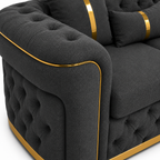 Madrid Chesterfield 3 Seater Naples & Kinsington Dark Grey Sofa - Detailed Angle View 3
