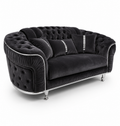 Madrid Chesterfield 3 Seater Plush Velvet Dark Grey Sofa - Luxury UK Living Room Showcase